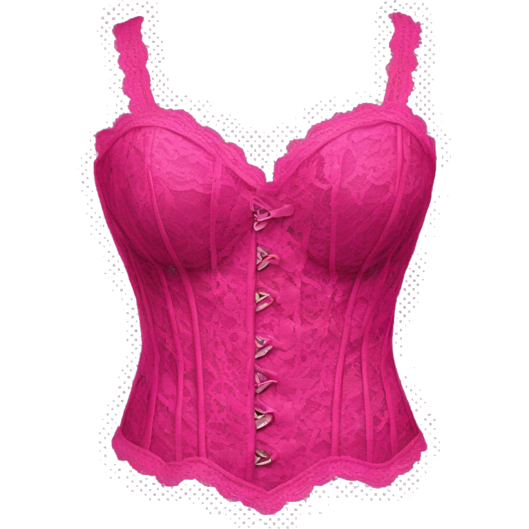 Realistic isolated hot pink lace bustier. emoji