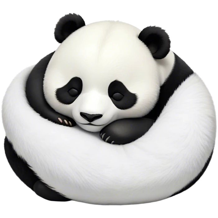 Meme-Worthy Cute Sleeping Panda Portrait Emoji, Head resting peacefully with a contented smile, showcasing a delightfully robust build and a luxuriously soft black and white Fur, eyes shut in a serene, restful nap, Simplified yet hilariously adorable features, highly detailed, glowing with a soft, drowsy light, high shine, relaxed and utterly lovable, stylized with an air of playful laziness, bright and heartwarming, soft glowing outline, capturing the essence of a comically sleepy panda, so meme-worthy it feels like it could instantly become the next viral sensation of adorable slumber! emoji