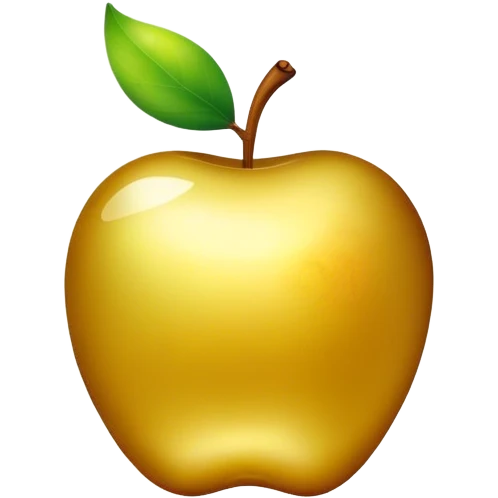 floating apple with a roaming aura around it and its like, a gold apple with destellos emoji