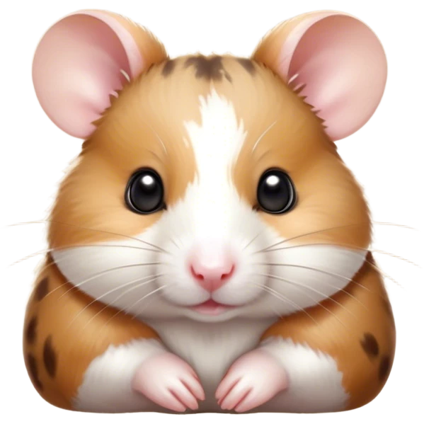 Cinematic Noble Brown and White Banded Hamster Portrait Emoji, Poised and regal, with a tiny, compact build and a uniquely patterned coat of warm brown and crisp white bands, deep-set soulful dark eyes, Simplified yet sharp and sophisticated features, highly detailed, glowing with a soft, dignified glow, high shine, intelligent and charming, stylized with an air of distinctive elegance, focused and attentive, soft glowing outline, capturing the essence of a watchful and confident rodent, so majestic it feels as though it could scurry out of the screen with effortless authority! emoji