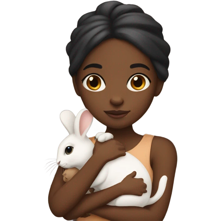 Black girl with a brown bunny emoji