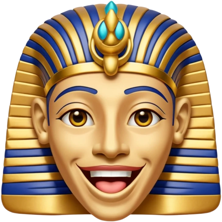 Discord emoji for "RA Silkroad", Ancient Egyptian theme, funny Pharaoh face laughing, cartoonish, colorful, shiny gold, small and clear.
 emoji