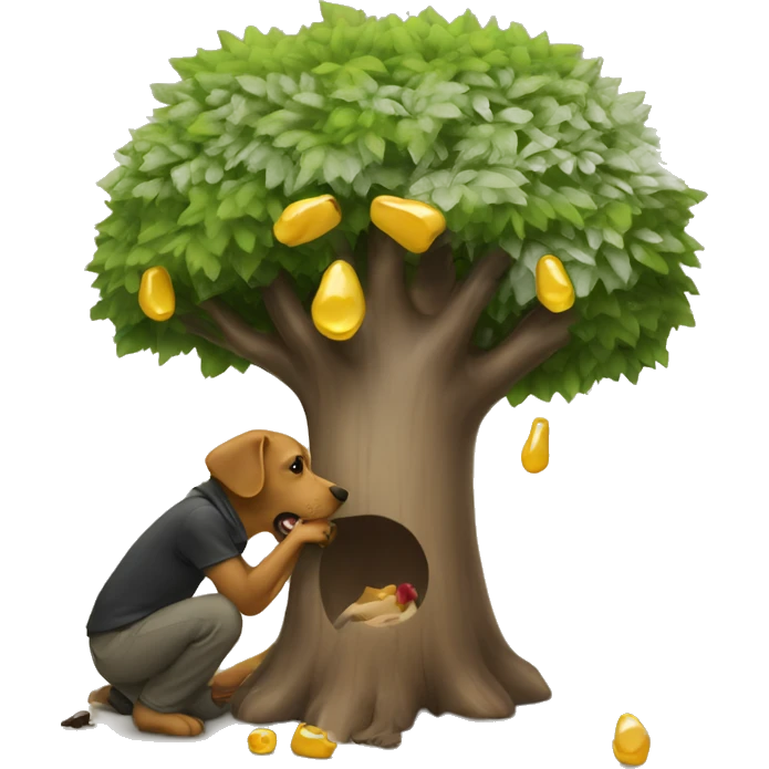 Tree releases sap onto dog.  emoji