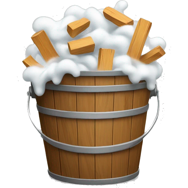 bucket in wood with overflowing foam emoji