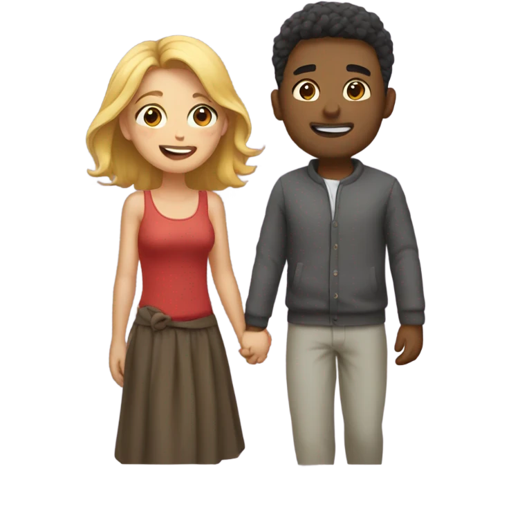 Couple with having love moment emoji