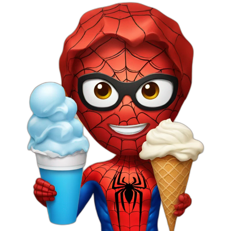 Spiderman with ice cream emoji
