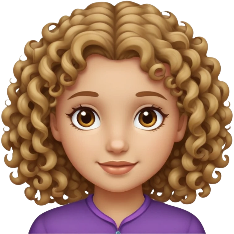 Girl with curly dark blonde hair and brown eyes, dimples  emoji