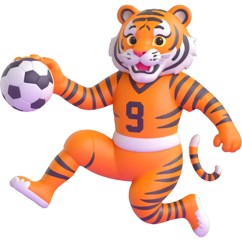 Bengal tiger playing football in Cincinnati emoji