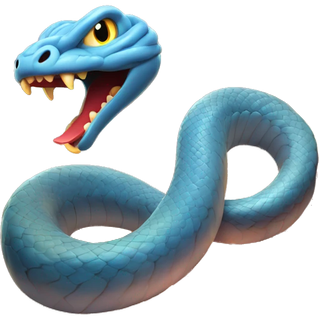curvy blue snake breathing fire emoji