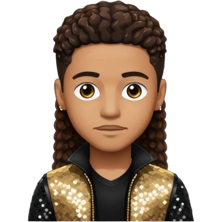 Lil Fizz from B2K with long dark brown hair, black sequin outfit emoji