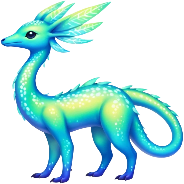 Shiny Exotic Colorful Neon-colored Ethereal Sparkly Amaura-Aurorus-Fakémon-hybrid-creature (full body)  emoji