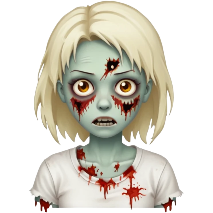 zombie girl with white t-shirt emoji