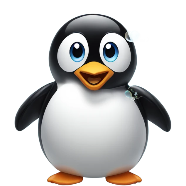 Penguin blowing bubbles emoji