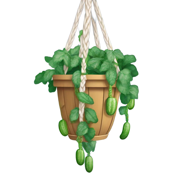 Hanging macrame plant with cucumbers hanging down  emoji
