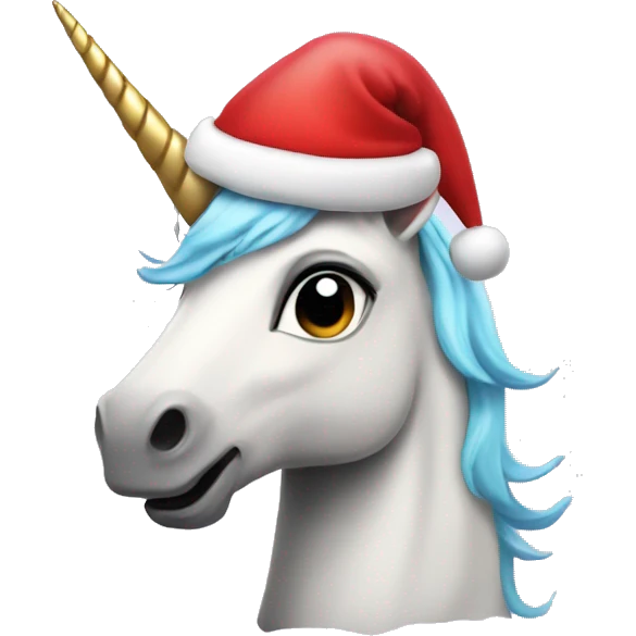 Unicorn wearing a Santa hat emoji