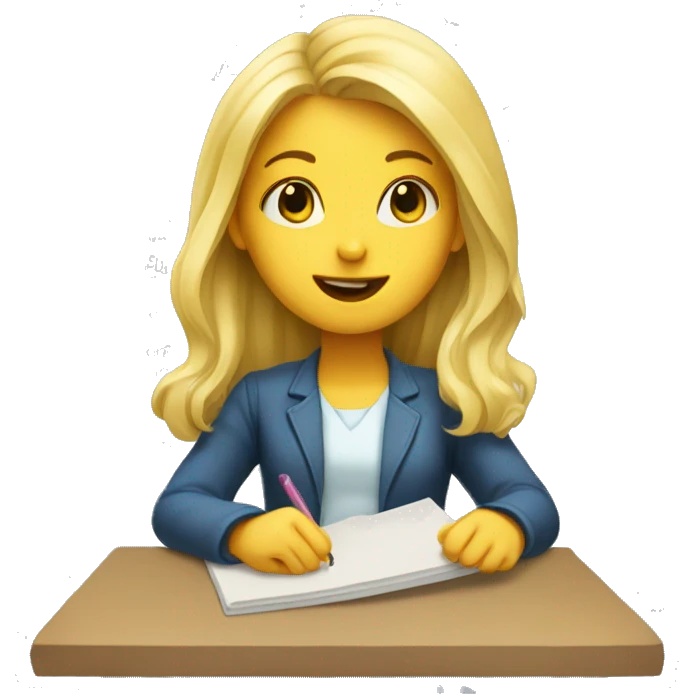 Blonde girl taking a math test   emoji