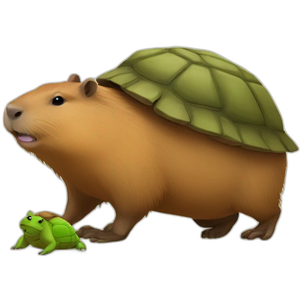 Capybara sur le dos d'une tortue emoji