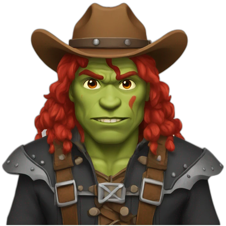 Cowboy half "orc with red hair" emoji