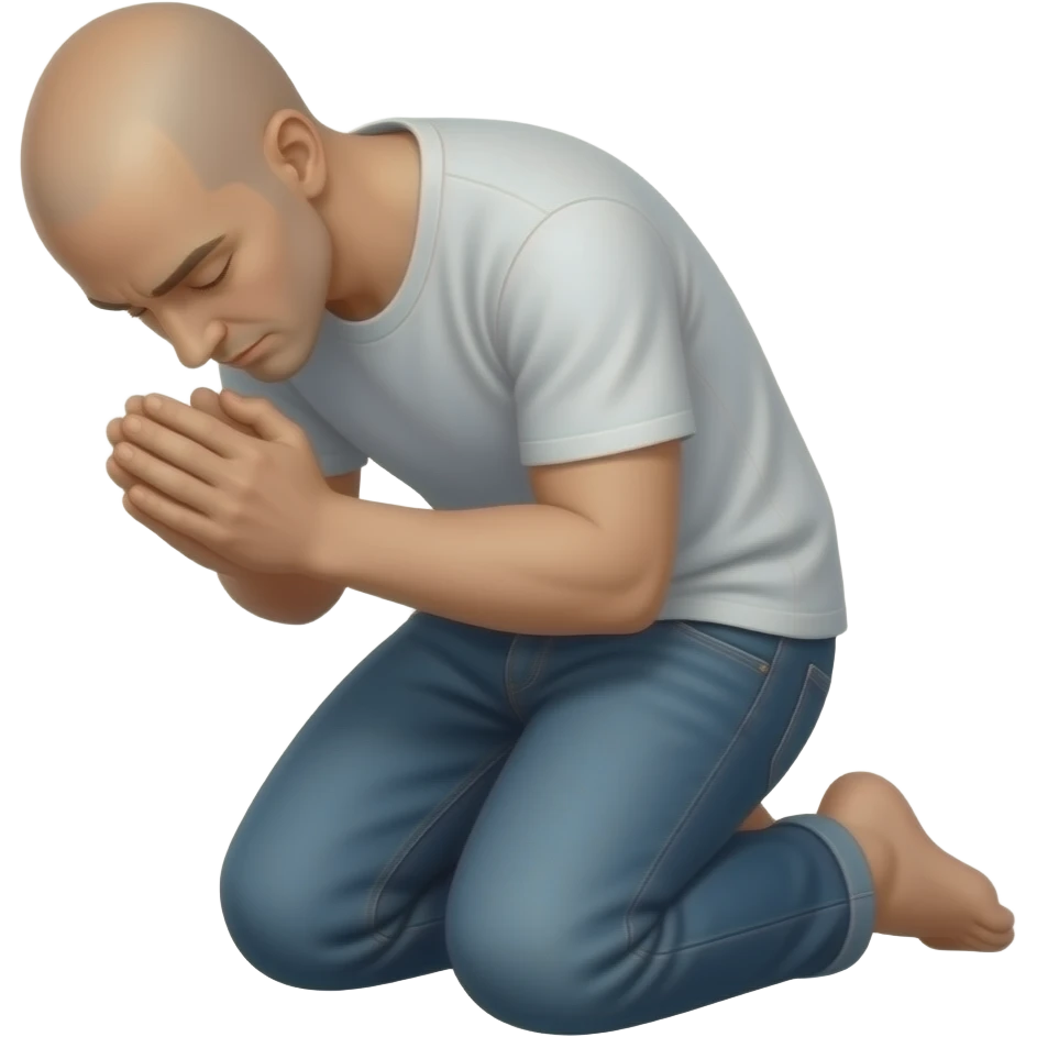 bald man prostrate in prayer emoji