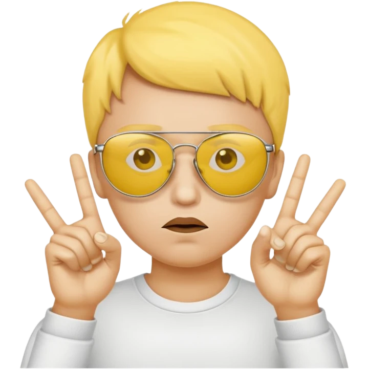 عینک افتابی ایموجی زرد گنگ با دست نشان دهنده سکوت emoji