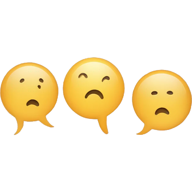 stick figure on the left talking with a speech bubble with sad face and another stick figure on the right talking to them with a speech bubble with a question mark emoji