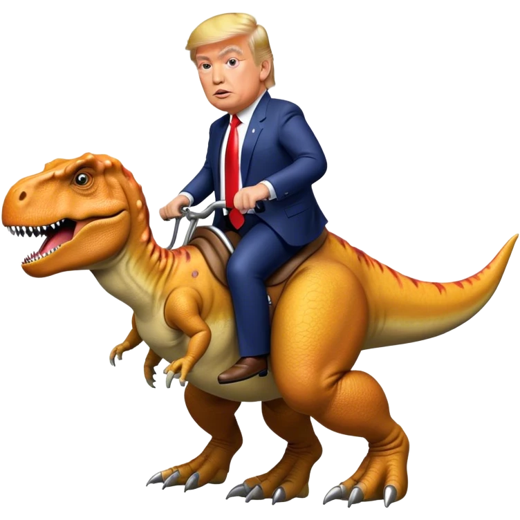 Donald Trump riding T-rex emoji