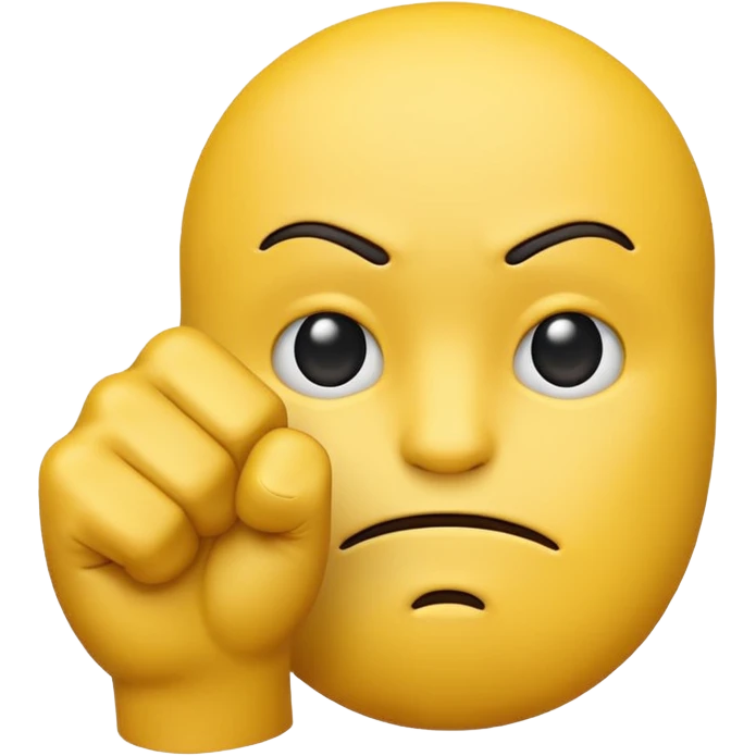 make just the simple yellow emoji with a fist infront of him and a strait face emoji