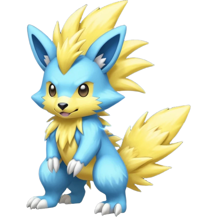 Cute cool blue yellow animal-Electrike-Manectric-hybrid hybrid Fakemon full body emoji