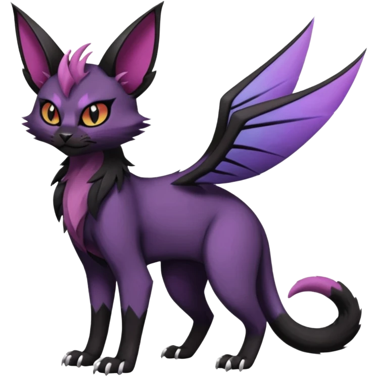 dark edgy dull pointy edgy Noivern-Noibat-Purloin-Torracat-Lykoi-Caracal-cat-Fakemon-fusion-hybrid-creature emoji