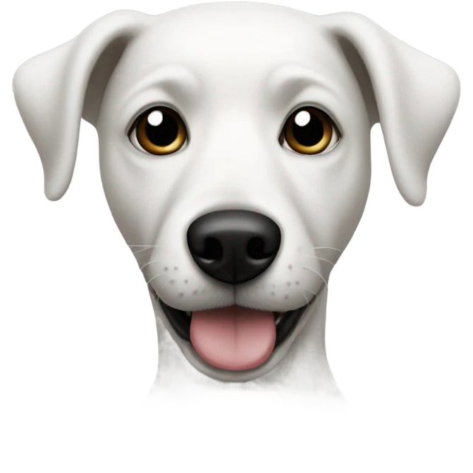 White dog with one black eye emoji