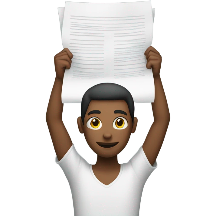 person holding lage paper sign above their head with both hands emoji
