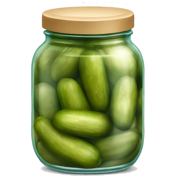 An emoji of a jar filled with pickles, showcasing the briny liquid and vibrant green pickles inside emoji