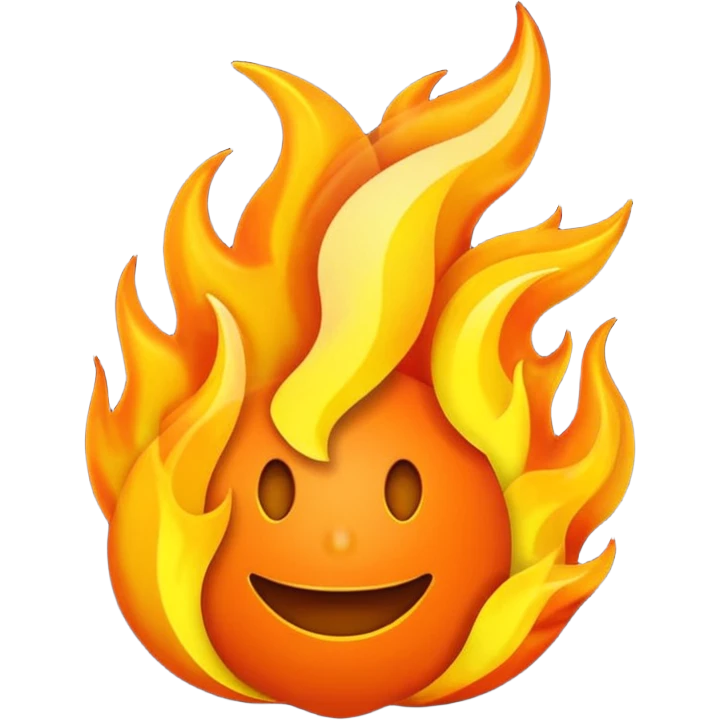 el simbolo de fuego como dibujito animado que tenga en la mano un telefono emoji