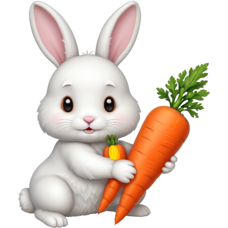 cute white bunny with a carrot emoji