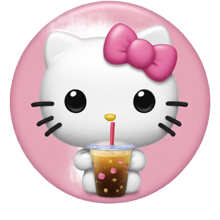 Hello kitty drinking boba emoji