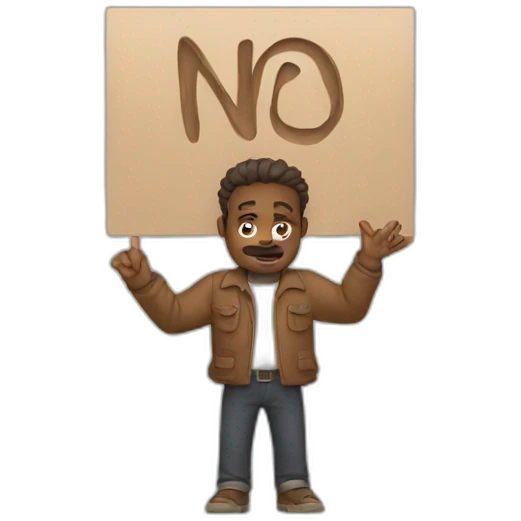 man holding up sign saying no way emoji