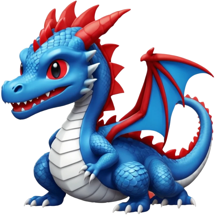 Cute cool black and white and red and blue Fakémon-Pokémon-dragon emoji