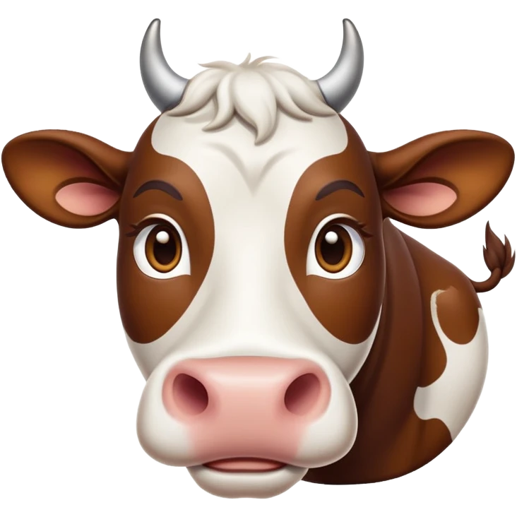 cinematic-noble-brown-and-white-cow-portrait-emoji,-poised-and-regal,-with-a-large,-sturdy-build-and-a-beautifully-patterned-hide-of-rich-brown-accented-by-crisp-white-patches,-deep-set-soulful-brown-eyes,-simplified-yet-sharp-and-sophisticated emoji