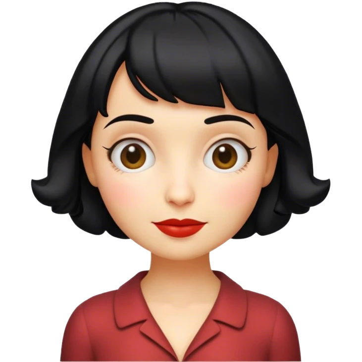 Cinematic Realistic Am√©lie Pop Culture Emoji, featuring a whimsical, charming portrayal inspired by the iconic French film rendered with delicate textures and nostalgic, soft lighting. emoji