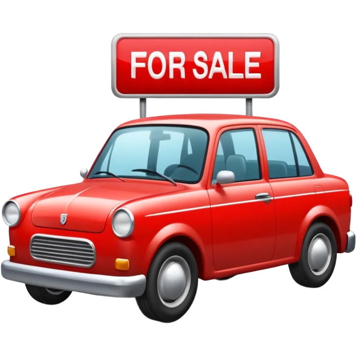 a car with a big capital letters for sale sign painted onto the window emoji