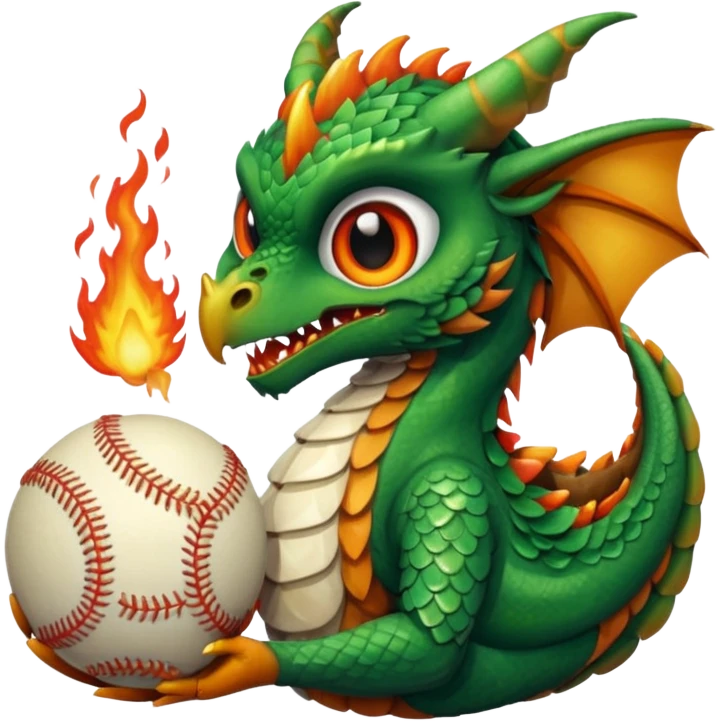 A dragon eating an owl with baseballs emoji
