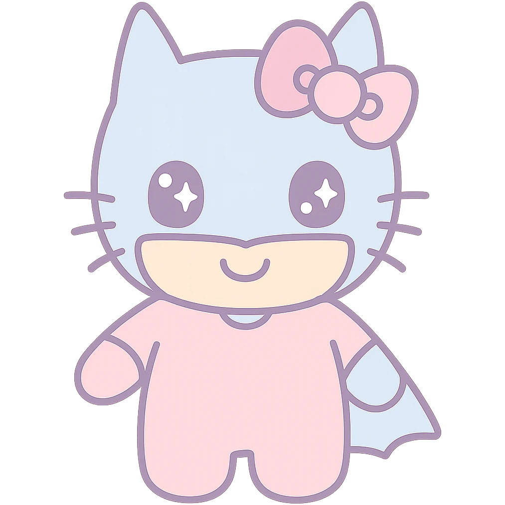 batman in a hello kitty costume, adorable and cute emoji