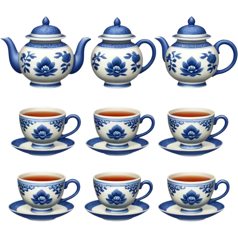 Realistic emoji set of Chinese tea emoji