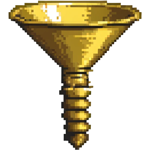 brass funnel from Create mod, Minecraft pixel art style, shiny brass color emoji