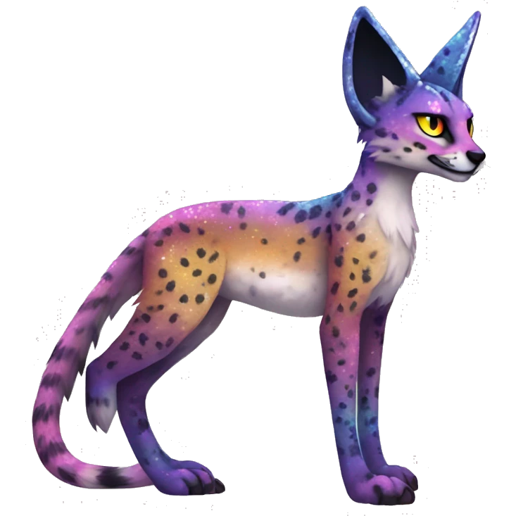 Epic Edgy Colorful Sparkly Sergal-Serval-Vernid full body emoji