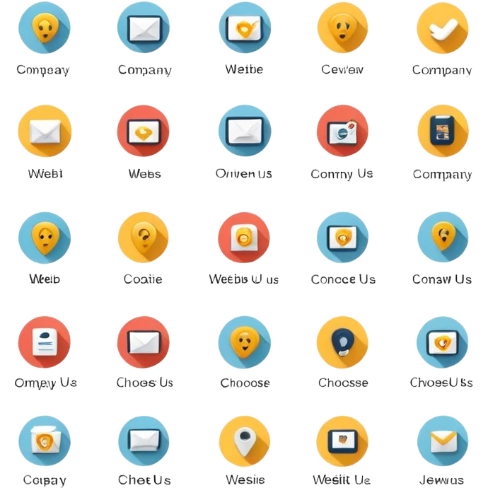 company overview, about us, contact us, we serve, why choose us emoji