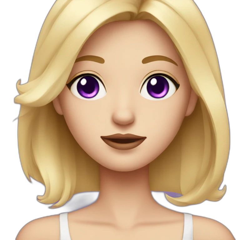 Blonde girl with violet eyes wearing a short black dress emoji