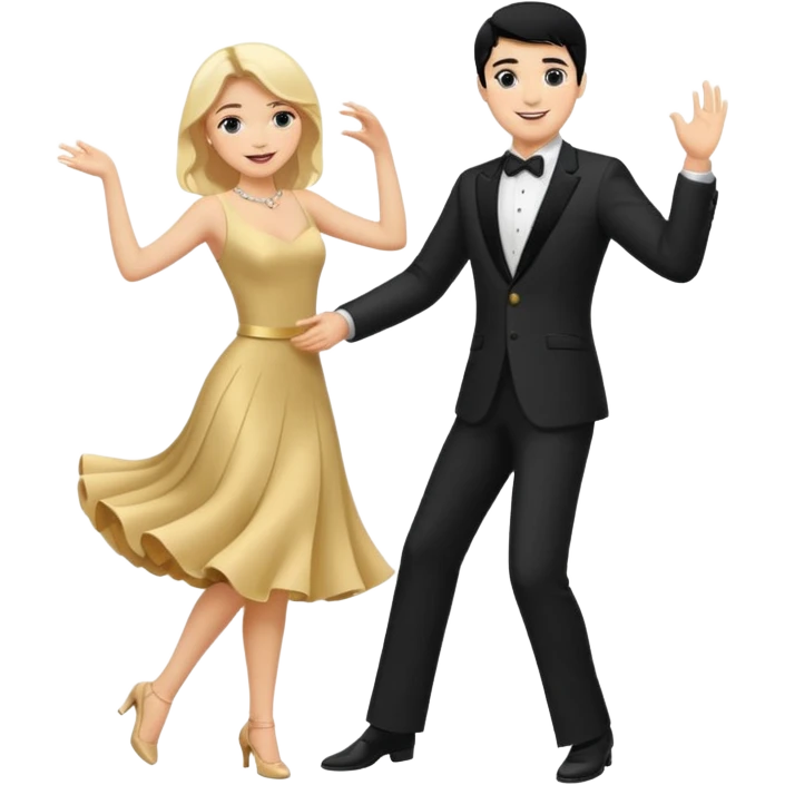 couple dancing full body man black hair woman blonde emoji
