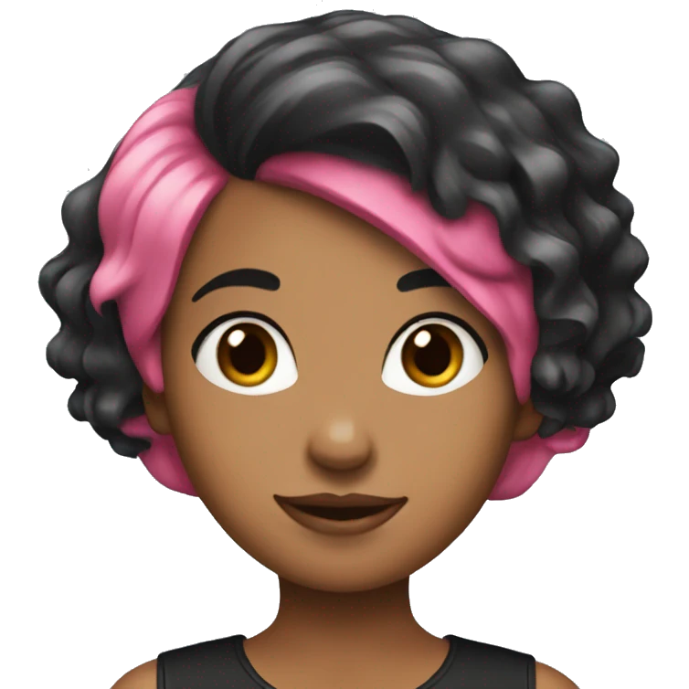 A girl with a black and dark pink skunk haircut emoji