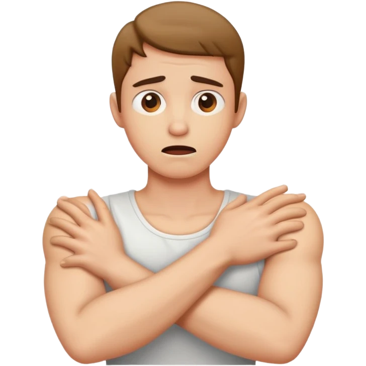 arms crossed holding neck terrified emoji